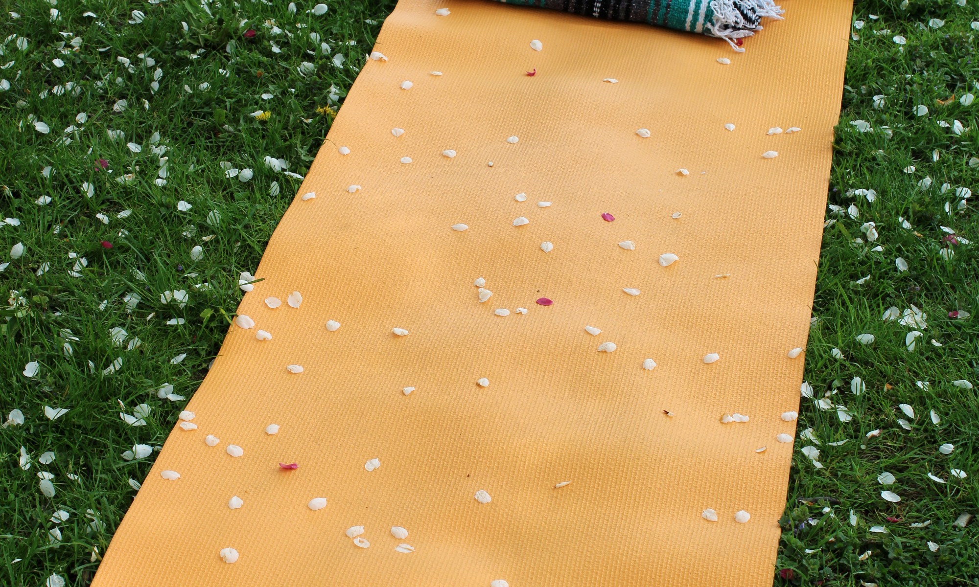 a Yoga mat on the ground outside